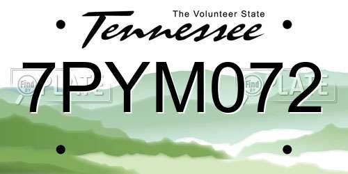 7PYM072 Tennessee License Plate
