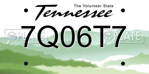 7Q06T7 Tennessee License Plate