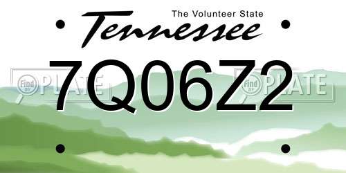 7Q06Z2 Tennessee License Plate