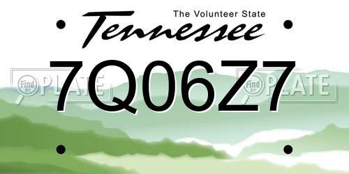 7Q06Z7 Tennessee License Plate