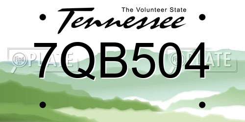 7QB504 Tennessee License Plate
