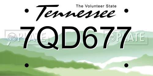 7QD677 Tennessee License Plate