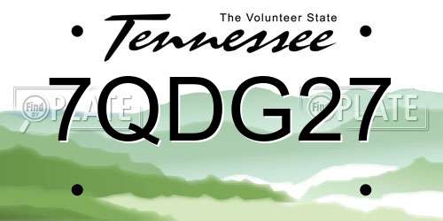7QDG27 Tennessee License Plate
