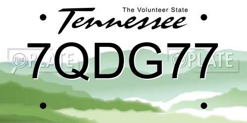 7QDG77 Tennessee License Plate