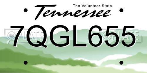 7QGL655 Tennessee License Plate