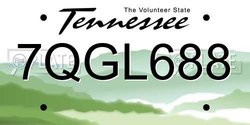 7QGL688 Tennessee License Plate