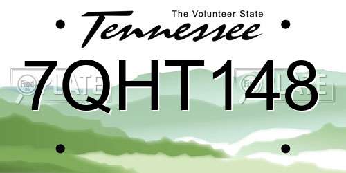 7QHT148 Tennessee License Plate