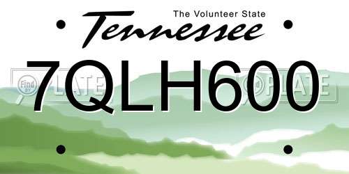 7QLH600 Tennessee License Plate