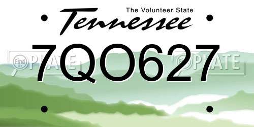 7QO627 Tennessee License Plate