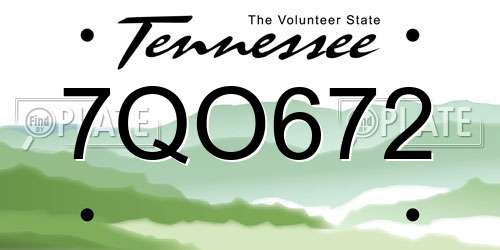 7QO672 Tennessee License Plate