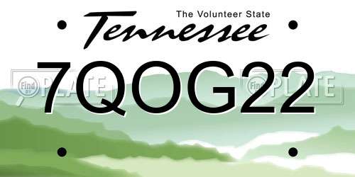 7QOG22 Tennessee License Plate