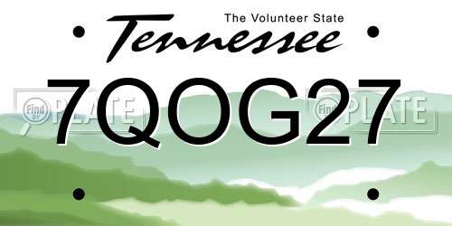 7QOG27 Tennessee License Plate