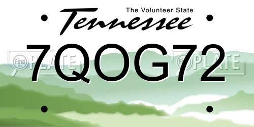 7QOG72 Tennessee License Plate