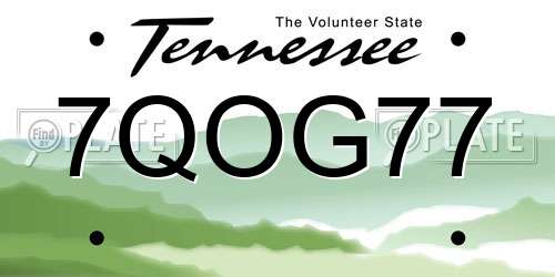 7QOG77 Tennessee License Plate