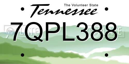 7QPL388 Tennessee License Plate
