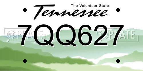 7QQ627 Tennessee License Plate