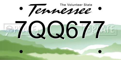 7QQ677 Tennessee License Plate
