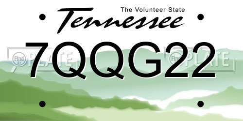 7QQG22 Tennessee License Plate