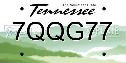 7QQG77 Tennessee License Plate
