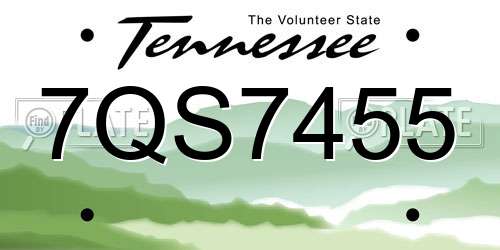 7QS7455 Tennessee License Plate
