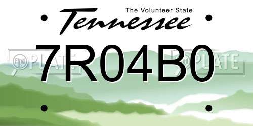 7R04B0 Tennessee License Plate