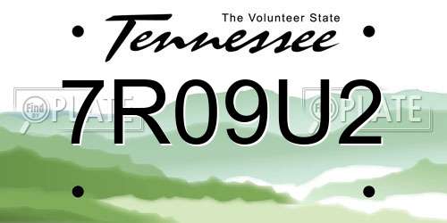 7R09U2 Tennessee License Plate
