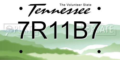 7R11B7 Tennessee License Plate