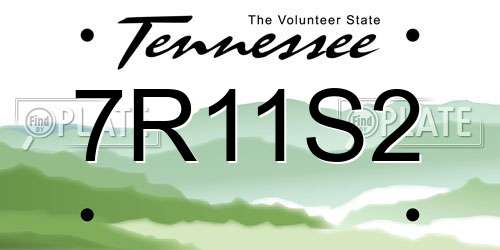 7R11S2 Tennessee License Plate