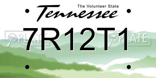 7R12T1 Tennessee License Plate