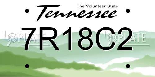 7R18C2 Tennessee License Plate