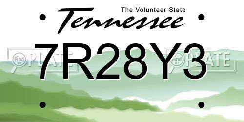 7R28Y3 Tennessee License Plate