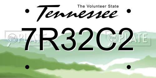 7R32C2 Tennessee License Plate