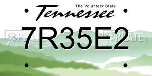 7R35E2 Tennessee License Plate