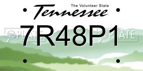 7R48P1 Tennessee License Plate