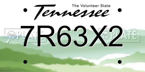 7R63X2 Tennessee License Plate