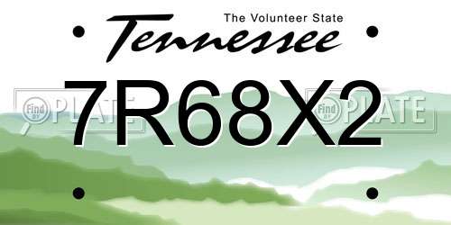 7R68X2 Tennessee License Plate