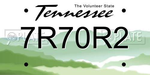 7R70R2 Tennessee License Plate