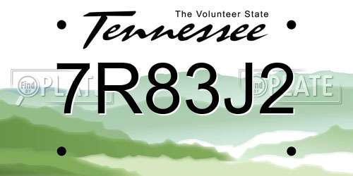 7R83J2 Tennessee License Plate