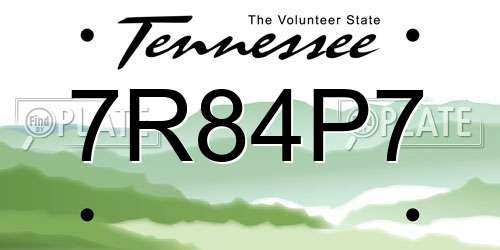 7R84P7 Tennessee License Plate