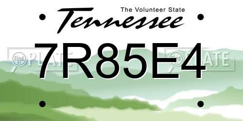 7R85E4 Tennessee License Plate