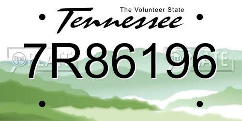 7R86196 Tennessee License Plate