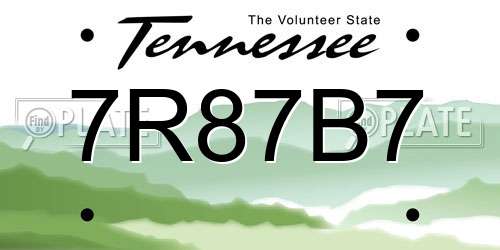 7R87B7 Tennessee License Plate