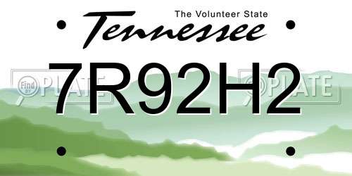 7R92H2 Tennessee License Plate