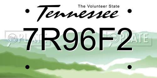 7R96F2 Tennessee License Plate