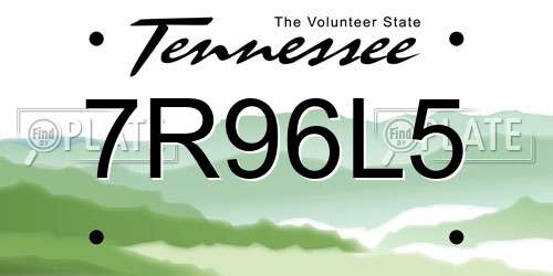 7R96L5 Tennessee License Plate