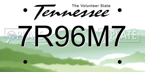 7R96M7 Tennessee License Plate