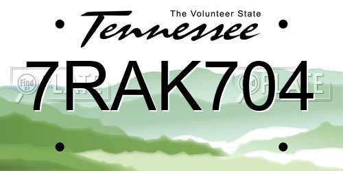 7RAK704 Tennessee License Plate