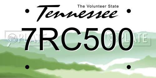 7RC500 Tennessee License Plate