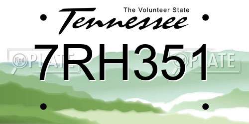 7RH351 Tennessee License Plate