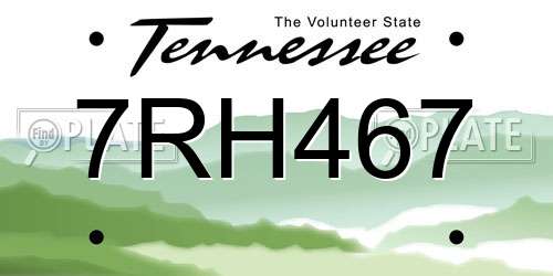 7RH467 Tennessee License Plate